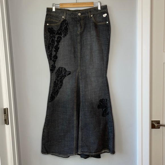 Bisou Bisou Dresses & Skirts - NWT Mermaid Style Sexy Long Maxi Denim Skirt Black Gray - Bisou Bisou - Size 8